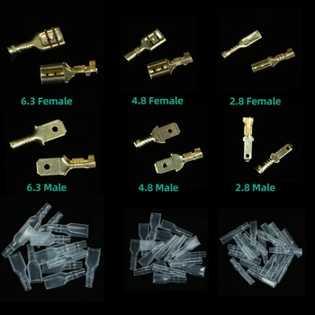 

1000Pcs/lot Crimp Terminal 2.8/4.8/6.3mm Female male Connector Gold Brass/Silver Car Speaker Electric Wire Connectors Set