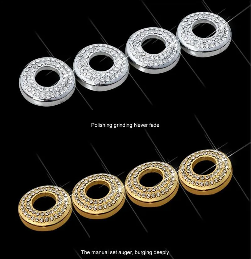 

4pcs/set Zinc alloy Rhinestone Car Door switch decoration circle Pin Covers Auto-Accessories Interior Car Styling for MB C GlC
