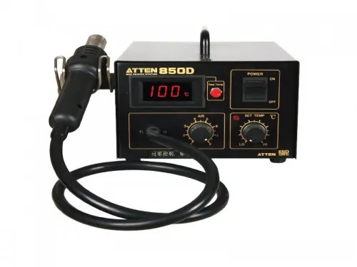 

ATTEN AT850D Hot Air Rework Station with accurate and stable temperature, ESD safe, suitable for QFP, PLCC, SOP, BGA, etc