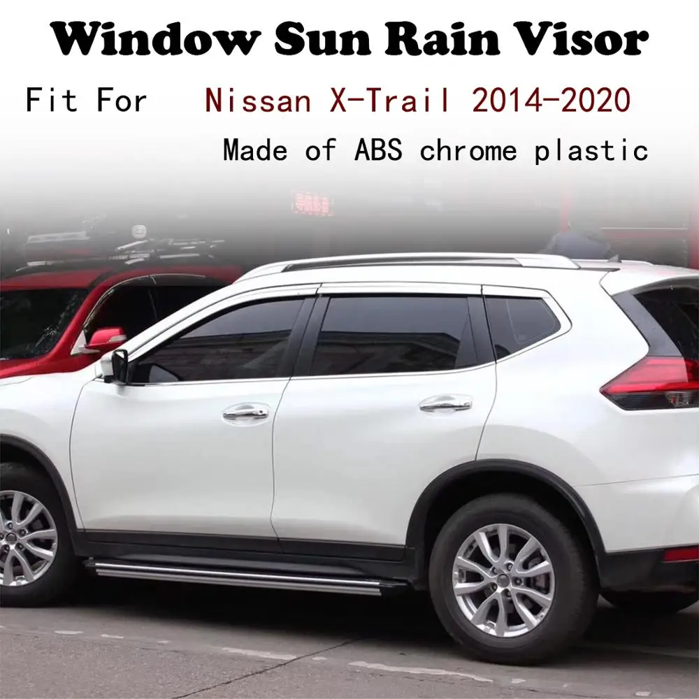 ABS Chrome plastic Window Visor Vent Shades Sun Rain Guard car accessories For Nissan X-Trail 2014-2020 | Автомобили и мотоциклы