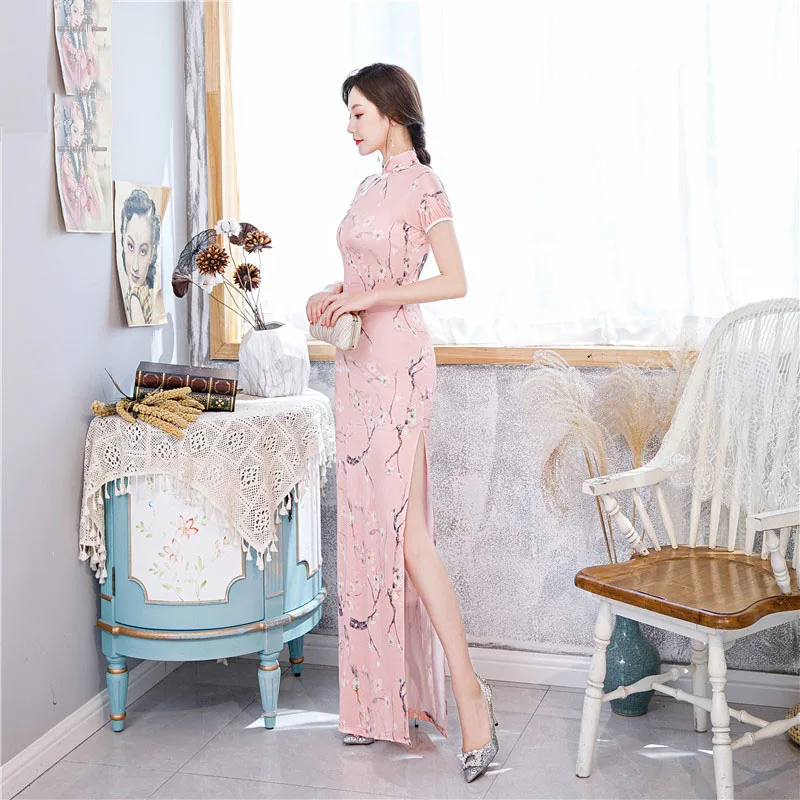 New Women Cheongsam Chinese Traditional Slim Dress Wedding Costume Long Dresses Sexy Qipao Multi Color
