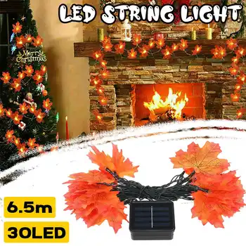 

Solar String Lights 30/20 led light Artificial Autumn Leaves Maple Leaves Fall Garland String Light Decor Halloween Christmas