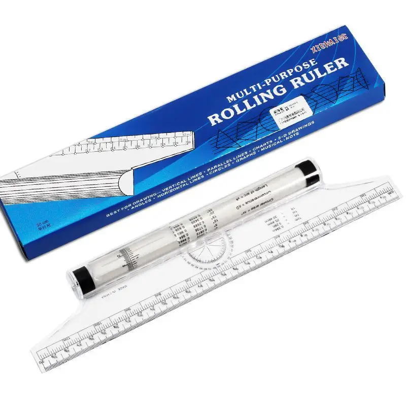 Regla de ángulo de rodamiento de 30cm, regla paralela para rodillo de dibujo de diseño estudiantil, regla de ángulo de quiban de pie, regla de escala de equilibrio