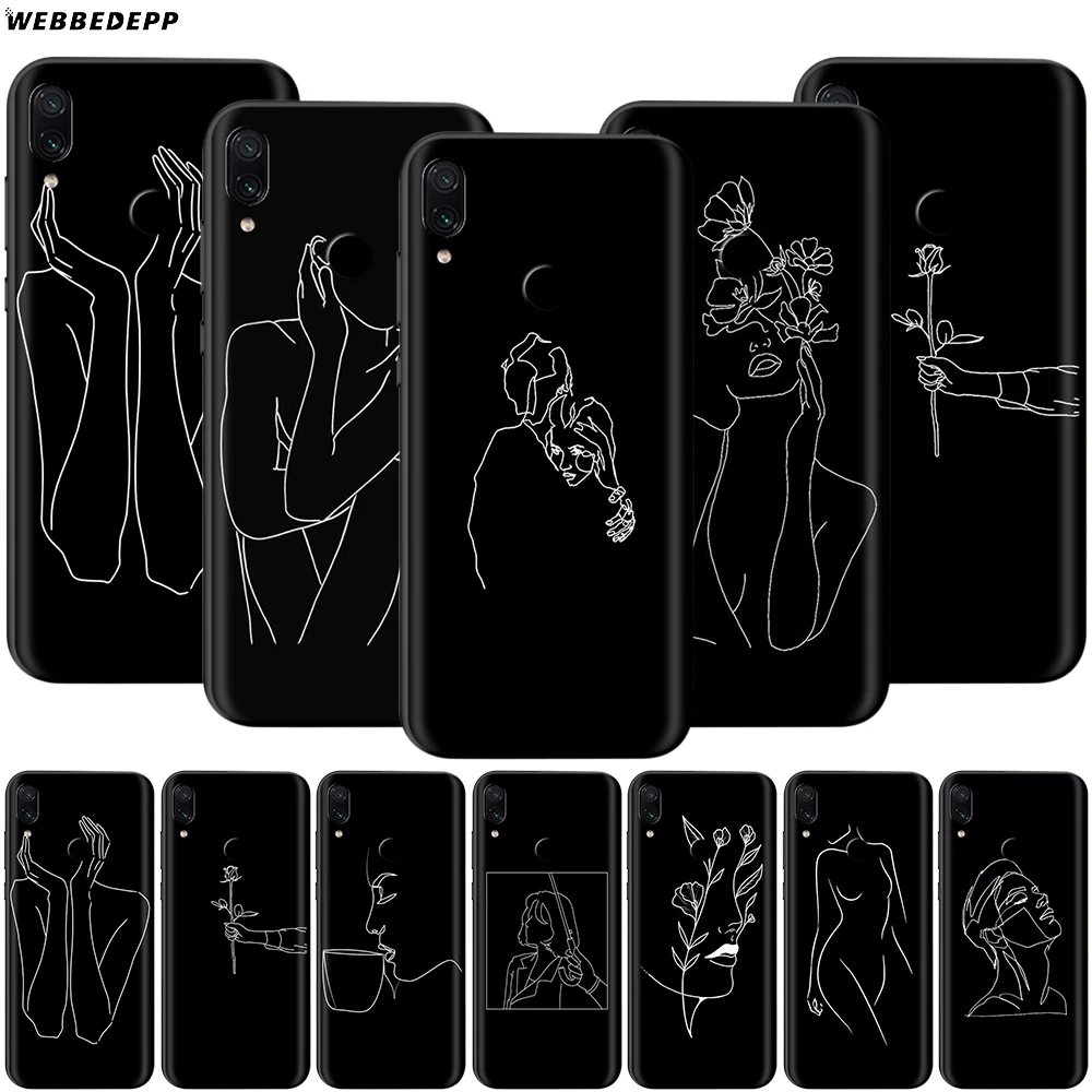 

Webbedepp Drawing Line Art Case for Xiaomi Redmi 4A 4X 5 5A 6 6A 7 7A S2 Note Go K20 Pro Plus Prime