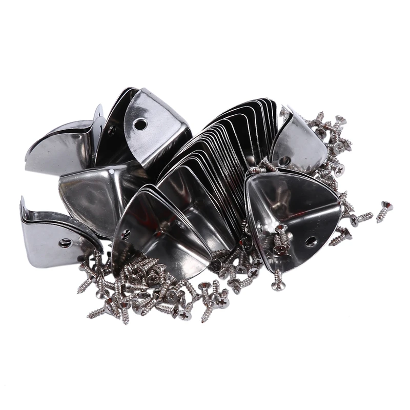 

50Pcs Furniture Protection Wedge Aluminum Box Cases Suitcase Iron Purses Chrome Silver Corner