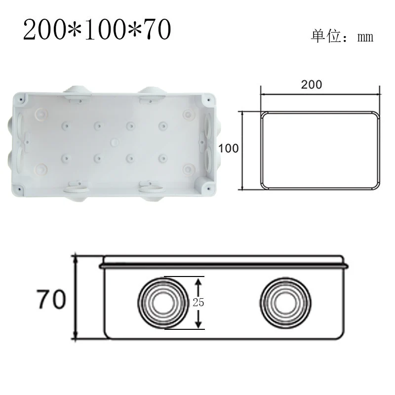 Venta al por mayor de plástico ABS IP65 непроницаемый коробка DIY на открытом воздухе удивительно conexión eléctrica de кабель коробка 200x100x70 мм - Цвет: 200x100x70mm