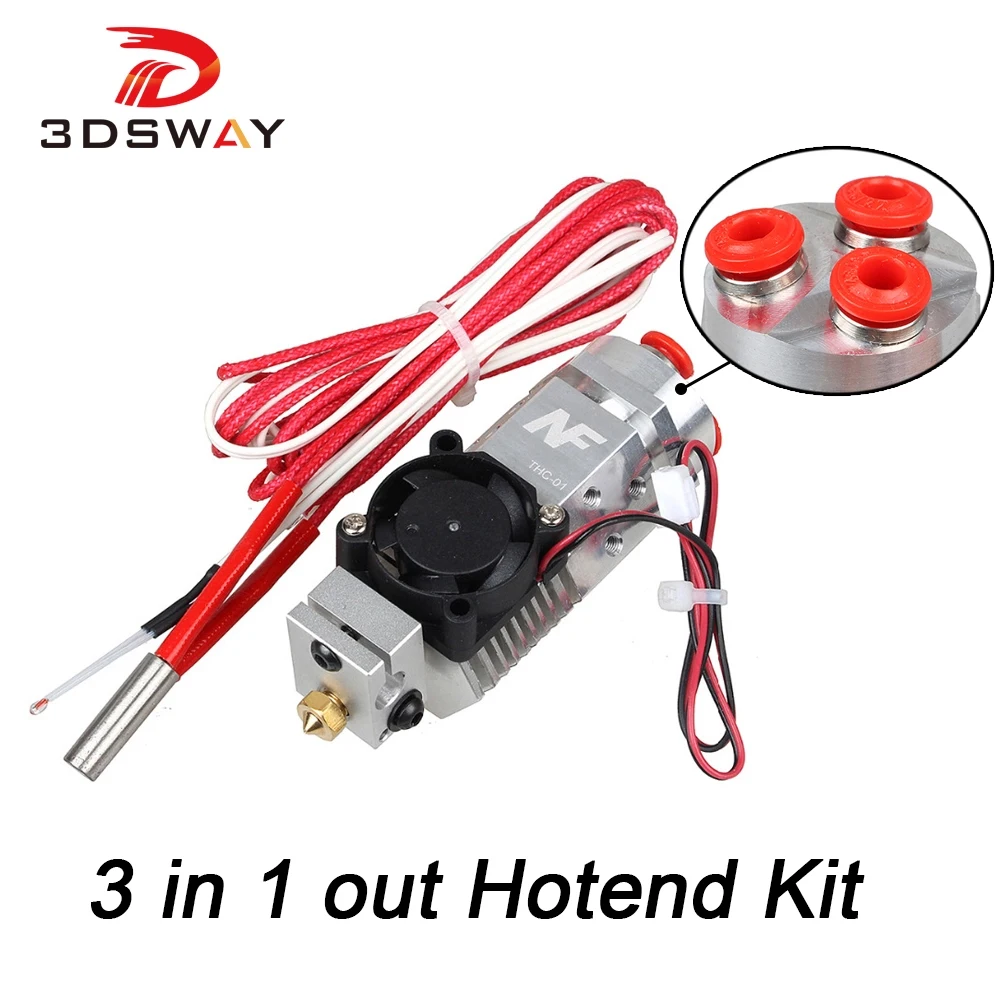 3DSWAY 3D принтер Запчасти 3 в 1 из Мульти Цвет экструдер Hotend комплект NF THC 01 три цвета