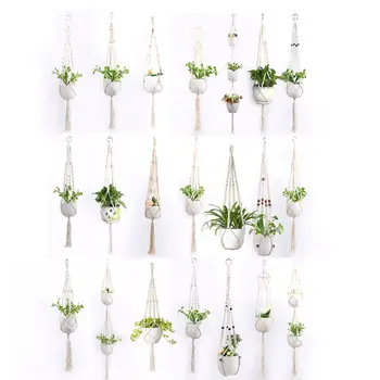 

Linen Hanging Basket Flowerpot Plant Hangers Indoor Outdoor Planter Cotton Rope 667B