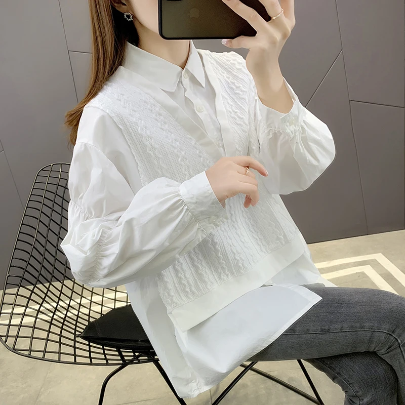 

Room 193521, 1 row 5 】 make pure color knit stitching shirt off two pieces of [3536] 58