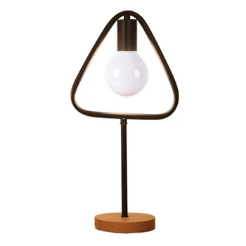

Geometric Simple E27 Lamp Wooden Frame Triangle LED Table Lamp with EU Plug