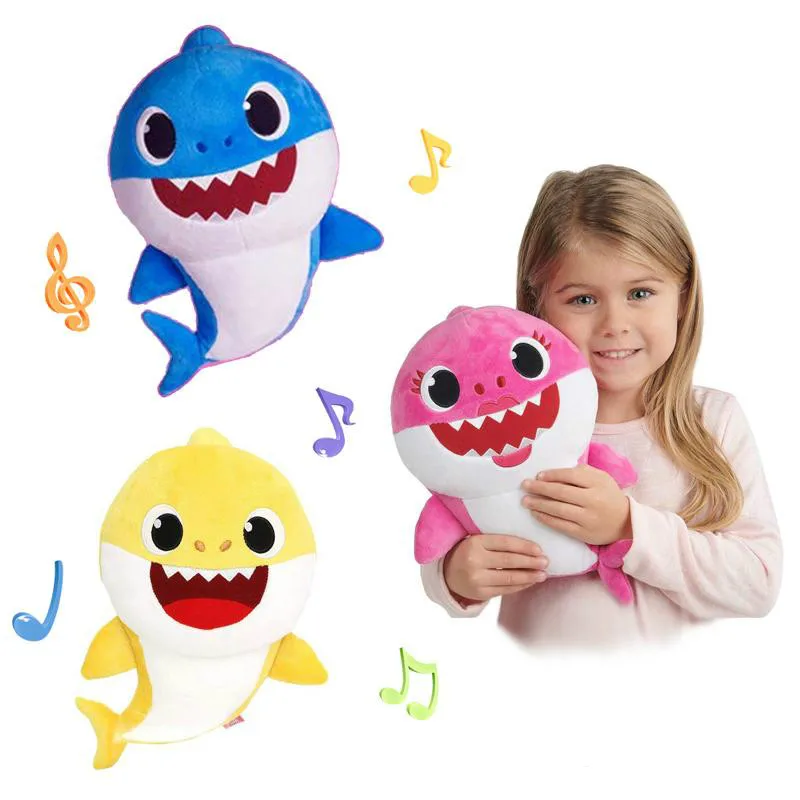 

3 Color 30cm Baby shark plush With Music Cute Animal Plush 2019 New Baby Shark Dolls Singing English Song For Children Girl B
