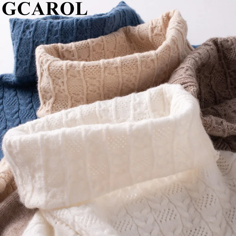 GCAROL, Осень-зима, Женская водолазка, 30% шерсть, свитер с разрезом, на каждый день, большой размер, кашемир, Короткий Джемпер, OL, элегантный пуловер