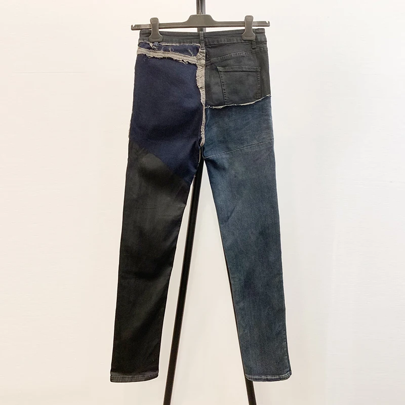 

Sureme 2019 New Patchwork Faded Men Straight Jeans Skinny High Street Minimalism Ro Gothic Style Men Denim Jeans Trousers