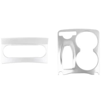 

Car Silver Air Conditioner Button Panel Cover Trim Chrome with Water Cup Holder Frame Cover Trim