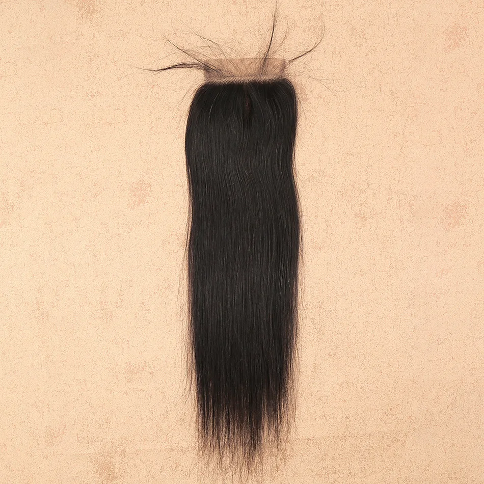 Wigirl волос Кружева Закрытие бразильские Прямые человеческих Волосы remy натуральный 4 Цвета x4 средняя часть с ребенком волос Бесплатная