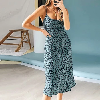 

Miguofan women maxi dress floral print bandage backless Spaghetti Strap long dress vintage summer boho dress female robe 2020