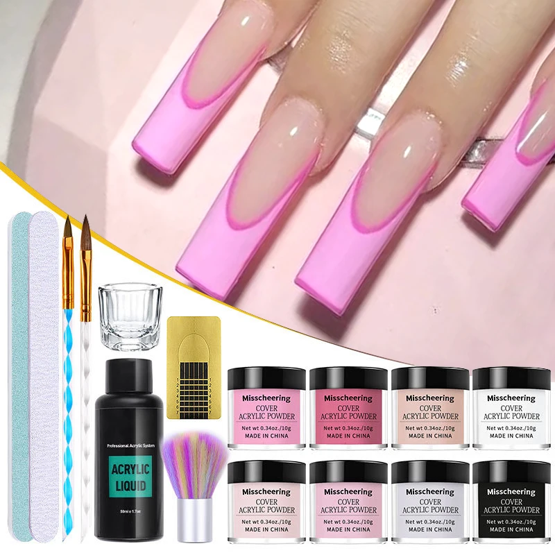 

16pcs/set Nail Acrylic Powder Set Monemer Liquid Nails Manicure Tools Set 8 colors Acrylic Powder for Nails Extension