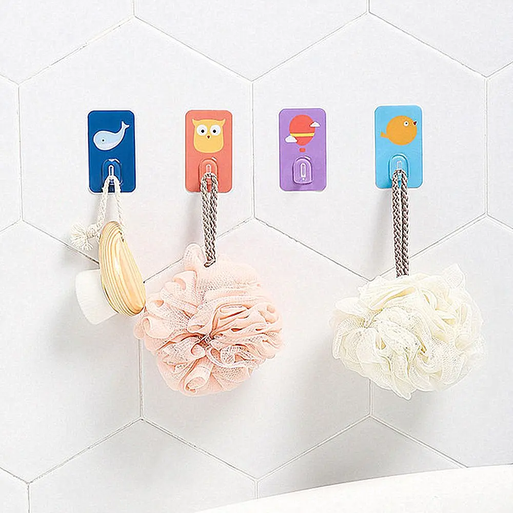 Description Picture 2 of itemCute Animal Cartoon Adhesive Wall Hook Non-Marking Free Punching Strong Bearing Wall Hanger Bathroom Kitchen Supplies Stick Hook
