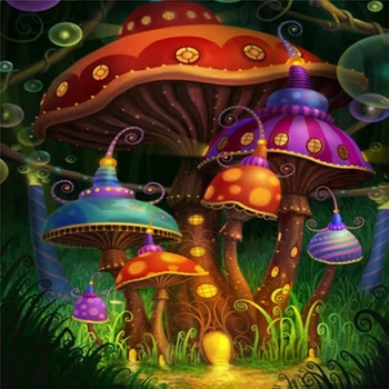 

Fuyun 5D Diamond Painting full Set Mushroom House Round Rhinestone Picture Embroidery Sale Diamond Mosaic Cartoon Home Decor