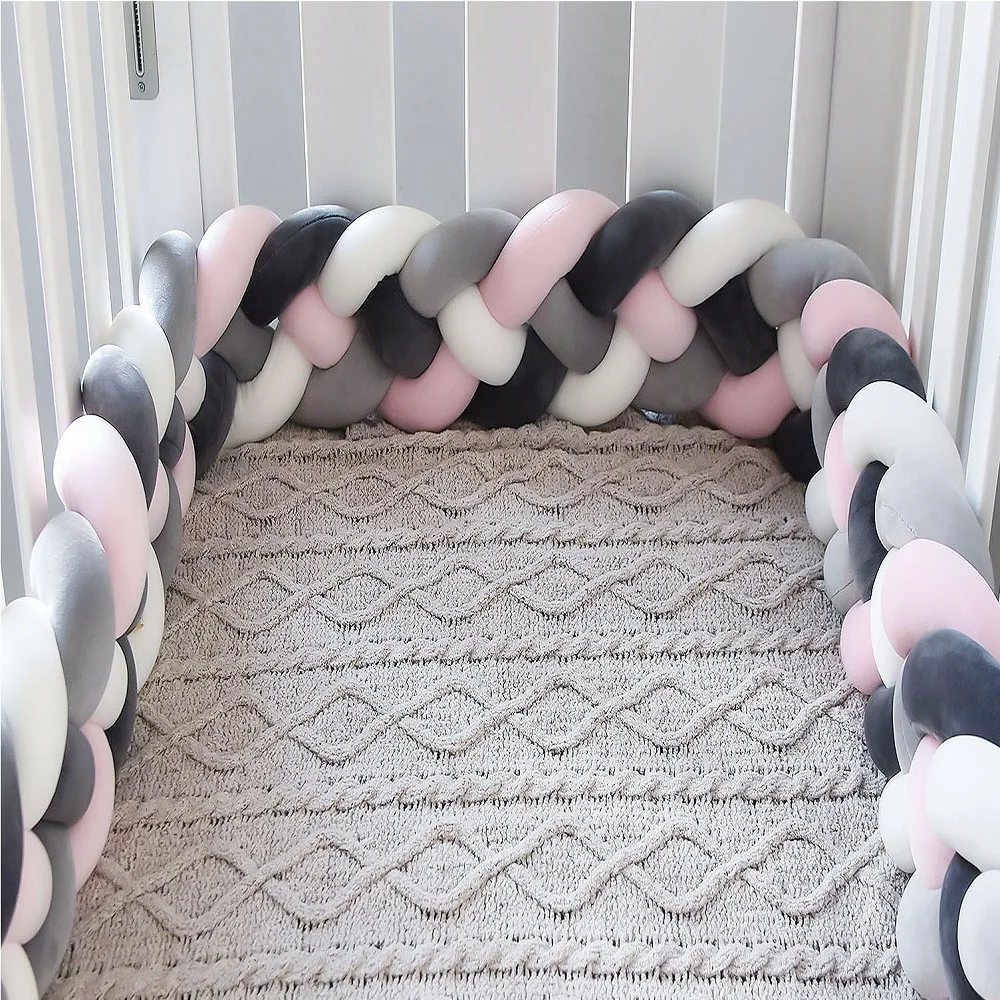 3M 4 Braided Baby Bumper Newborn Crib Pigtail Bed Cot Protector Cri Tour De Lit Bebe Tresse Room Decoration | Мать и ребенок