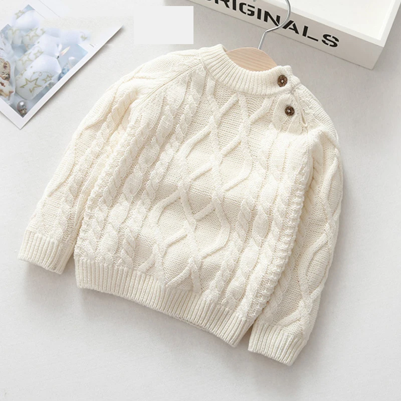 Baby Kids Sweater Pure Autumn Winter Boy Girl Kid Thicken Knitted Bottoming Turtleneck Warm Parkas Velvet Pullover Sweater