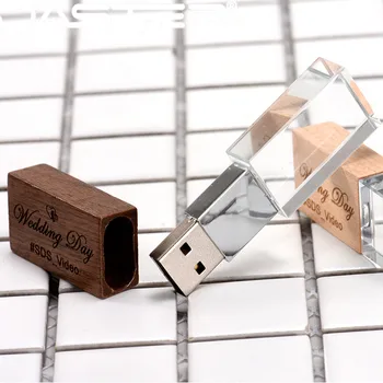 

JASTER 1 PCS FREE LOGO Stylish wooden crystal creative USB flash drive 4GB 8GB 16GB 32GB 64GB Photography Memory storage U disk