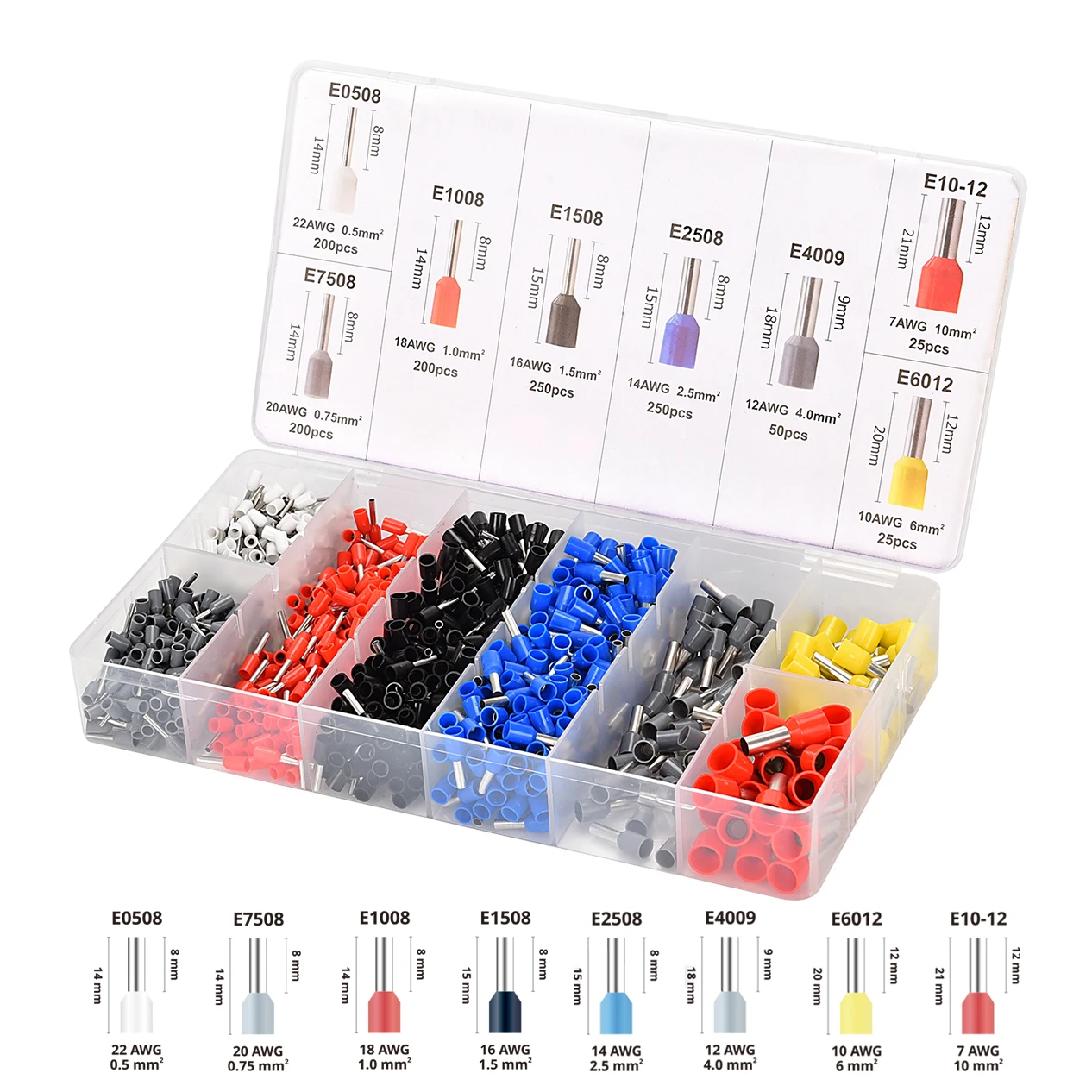 HSC8 6-4A ferrule Crimping Pliers 0.25-10MM² wire crimper tool Wire Stripper Hand Ferrule Crimp set Plier KIT With1200 Terminals 4
