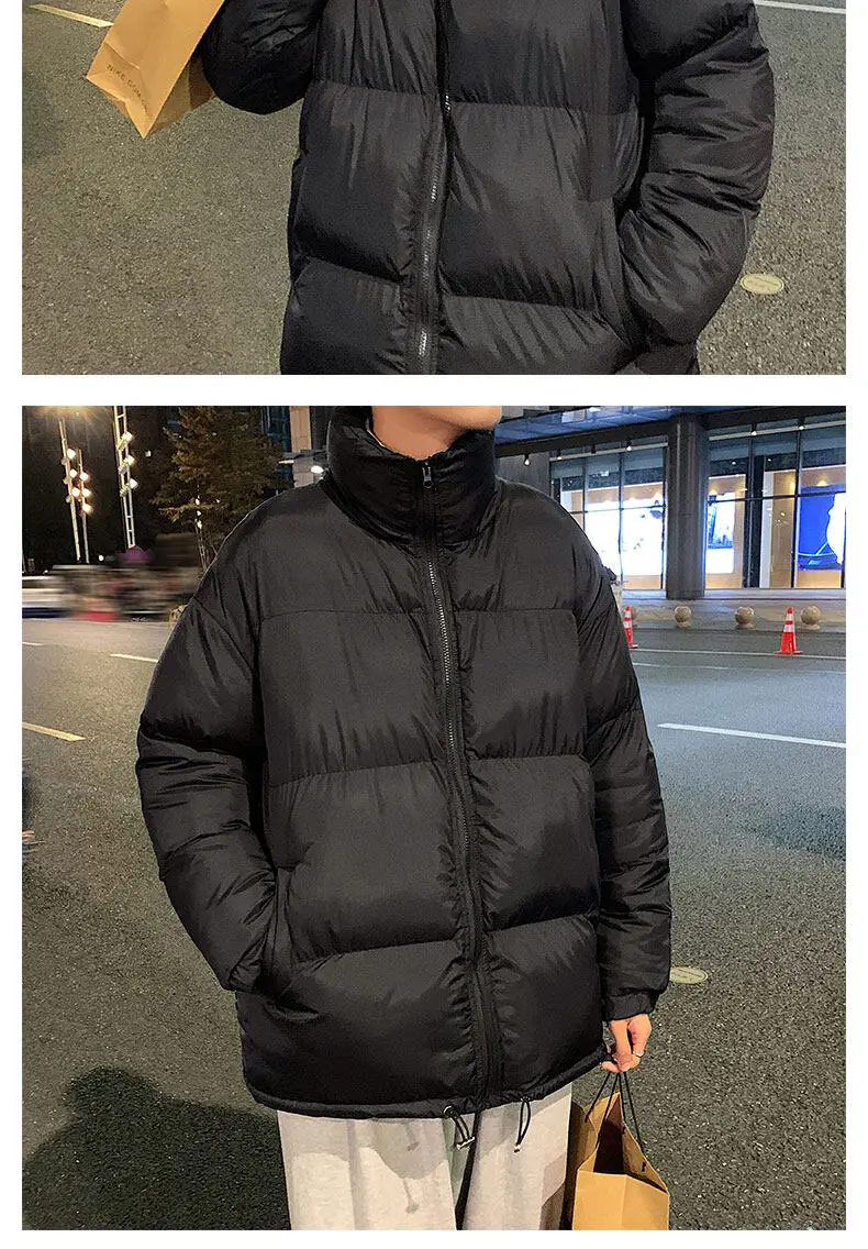 winter parka HAWAIFISH Thick Down Jacket Men's Casual Bread Clothing Couple Jacket Winter Trend Street Cotton-padded Jacket Thick Winter Coat warm winter coats