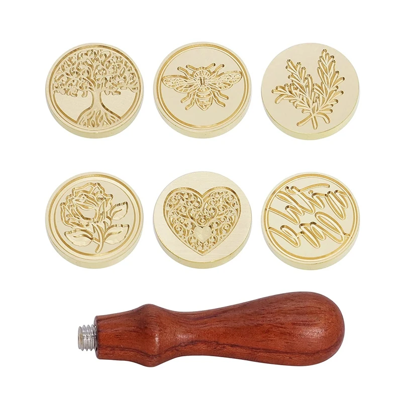 Classic Brass Hea Wooden Handle Paint Seal Wax Stamp Wax Seals Stamps Sealing 