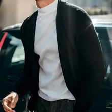 Осенний классический мужской вязаный кардиган с длинным рукавом, деловой Мужской приталенный Повседневный свитер, верхняя одежда, пальто, однотонный вязаный кардиган