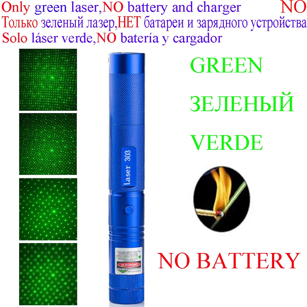 Высокомощная Зеленая лазерная указка, которая сжигает совпадение мощности, яркий лазерный 303 светильник, Регулируемая фокусировка, лазерная ручка с аккумулятором 18650 - Цвет: as picture