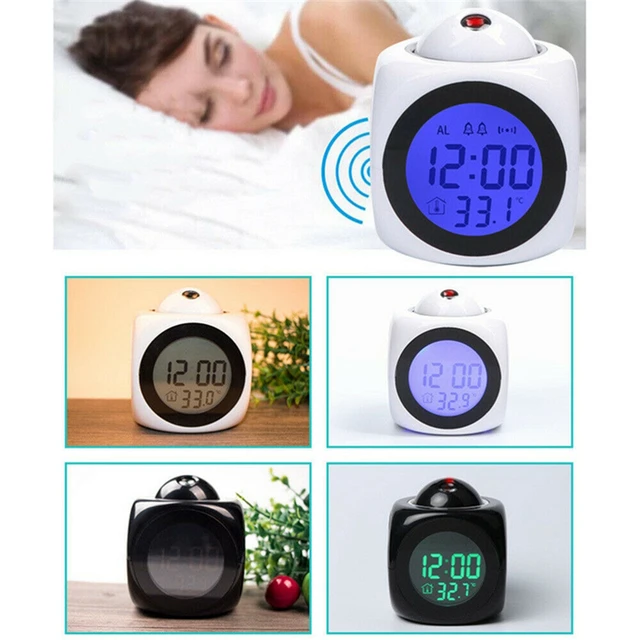Digital Alarm Clock LCD Creative Projector Weather Temperature Desk Time Date Display Projection USB Charger Home Clock Timer 6