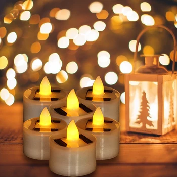 

Solar Electric Simulation Candle Light Yellow Flicker Decor Lamp LED Flame Automatically Recharging Fence Landscape