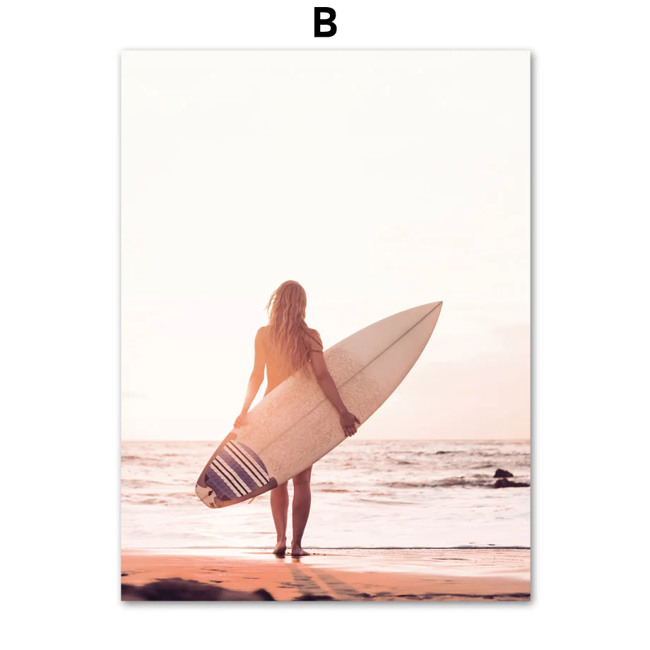 Pink-Beach-Flamingo-Palm-Tree-Surfboard-Wall-Art-Canvas-Painting-Nordic-Posters-And-Prints-Wall-Pictures (4)