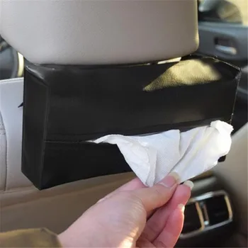 

PU Leather Car Sun Visor Tissue Box Holder Stable Easy Installation Paper Napkin Storage Cover