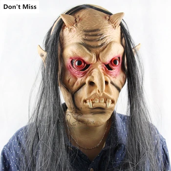 

Long-haired Demon Halloween Mask Bald red-eyed Demon Halloween Gift Funny whole Person Scary Ghost Halloween Headdress Ball