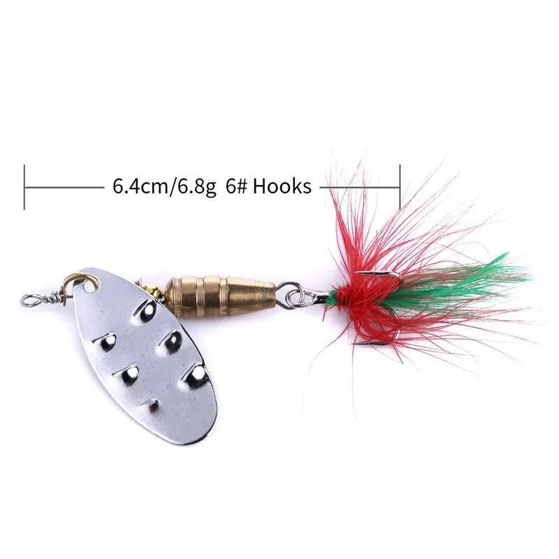 

1pcs Spinner Fishing Lures Wobblers CrankBaits Jig Shone Metal Sequin Trout Spoon With Feather Hooks for Carp Fishing