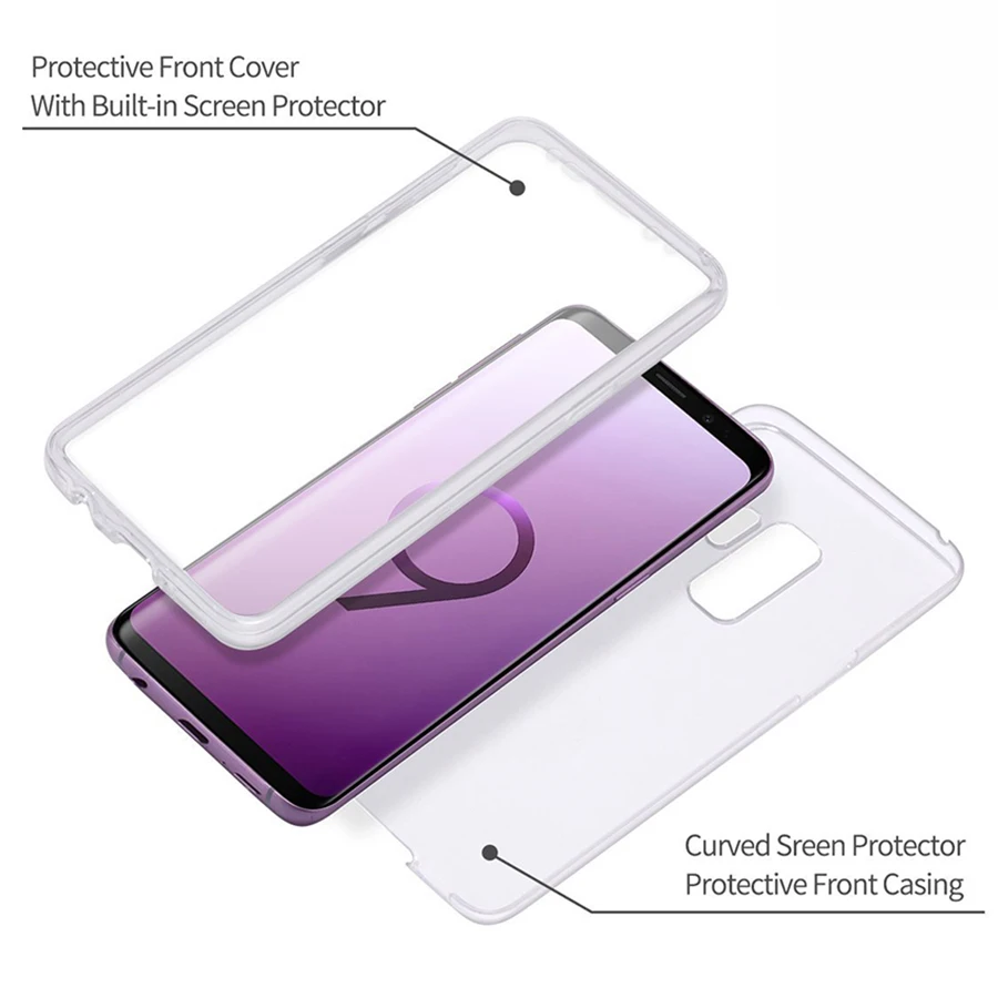 360 Degree Full Body Two Crystal Front+Back TPU Case on Samsung Galaxy Note 20 10 9 8 s21 s20 Ultra plus 5G S7 Edge S8 S9 Cover