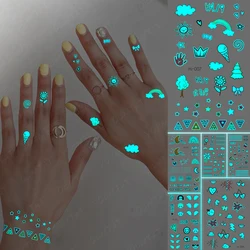 Finger Luminous Tatto Flower Character Waterproof Temporary Tattoo Sticker Arm Blue Glow Line Body Art Cute Fake Tatoo Men Women