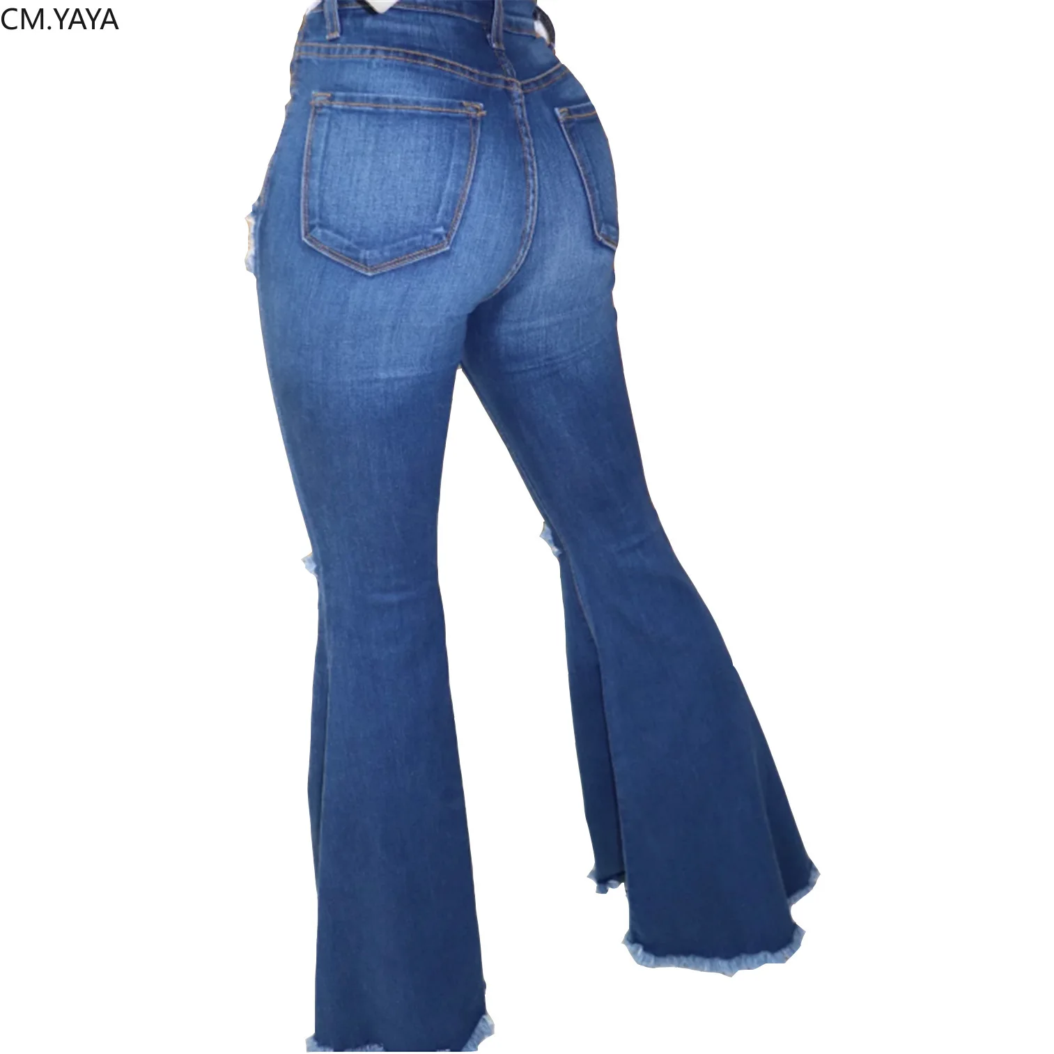 Осенние женские новые летние рваные с высокой талией повседневные длинные джинсы на молнии с широкими штанинами Высокая уличная джинсовая мода брюки GL8906