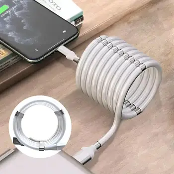 

Three Types For Android Apple Typec White Magnetic Absorption Nano Data Cable One Meter In Length