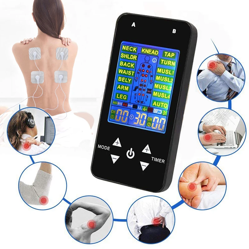 

TENS Unit Muscle Stimulator Machine EMS Massager 15 Modes Electronic Dual Channel Pulse Massage Pain Relief Physiotherapy Device