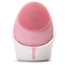 Перезаряжаемая Водонепроницаемая Вибрирующая Очищающая щетка для лица, мини Массажный очиститель для лица, силиконовая электрическая ультразвуковая щетка для лица
