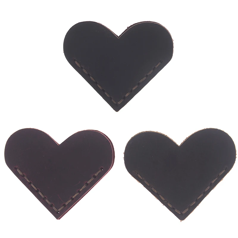 1pc creative heart shaped PU leather bookmarks corner page marker bookmark for student teacher gift