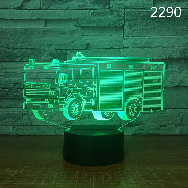 

Fire Truck 3D Night Light Bus LED Car Train Model LED Nightlight Home Decor RGB Table Lamp Kid Friend Birthday Christmas Gift