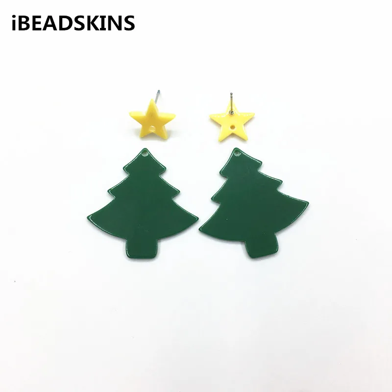 New arrival! 100pcs Acrylic Stud earring/Christmas tree-shape charm for earrings accessories,Earring parts,jewelry making DIY-4
