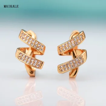 

MAIKALE Trendy Stud Earrings for Women Cubic Zirconia Zircon Irregular Metal Clip on Earing New Fashion Jewelry Brincos Bijoux