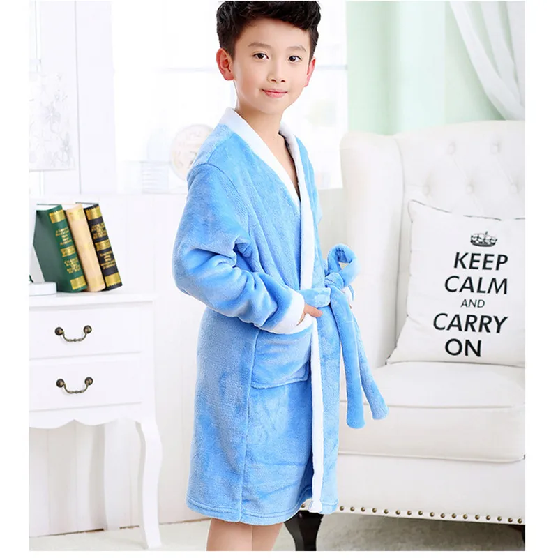 Boys Girls Bathrobes Children Hooded BabyTerry Winter Fleece Bath Robes Towel Kids Velvet Pajamas Gown