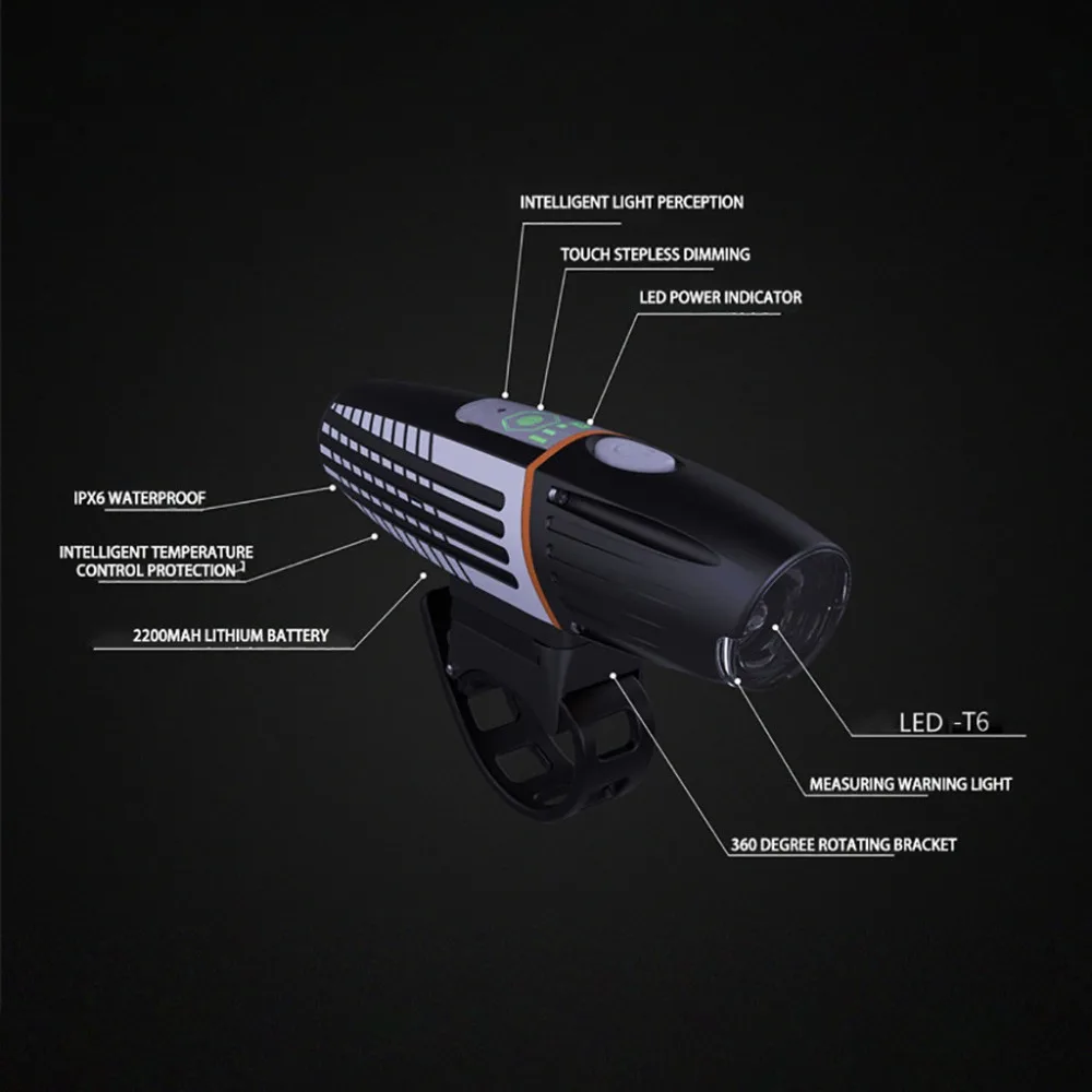 Bicycle LED lamp headlight accessories flashlight mountain bike safety warning waterproof UCB rechargeable bike lights 50A21 (4)