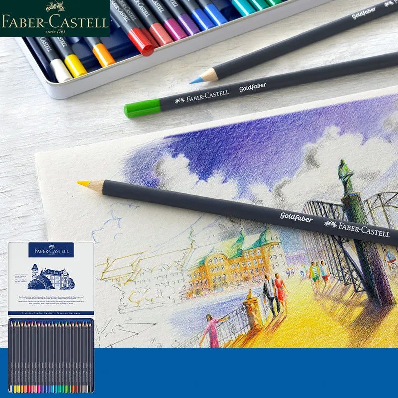 

Faber-Castell Blue Series Goldfaber Oil Color Pencil Multi-color Iron Box Colorful Professional Painting Artist Supplies Art Set